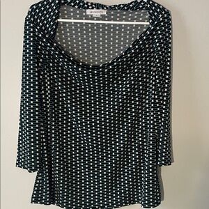 Liz Claiborne Black and White Geometric Blouse